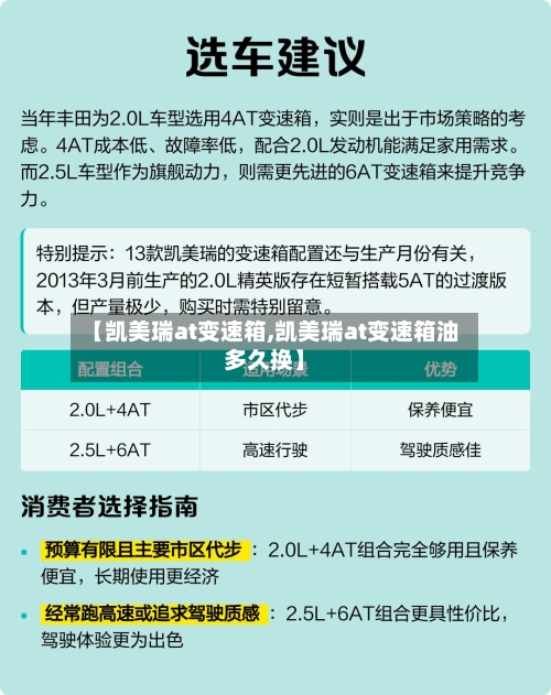 【凯美瑞at变速箱,凯美瑞at变速箱油多久换】