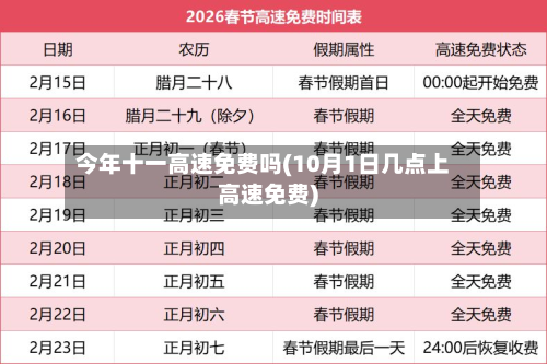 今年十一高速免费吗(10月1日几点上高速免费)-第2张图片