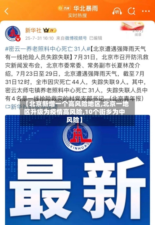 【北京新增一个高风险地区,北京一地区升级为疫情高风险,10个街乡为中风险】