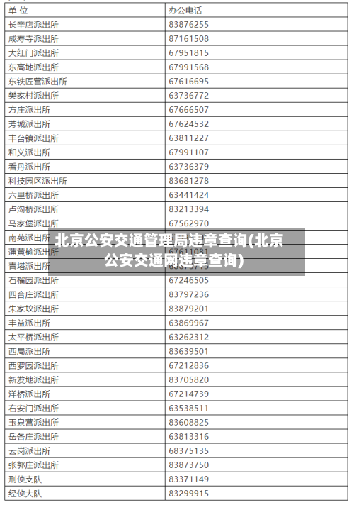 北京公安交通管理局违章查询(北京公安交通网违章查询)