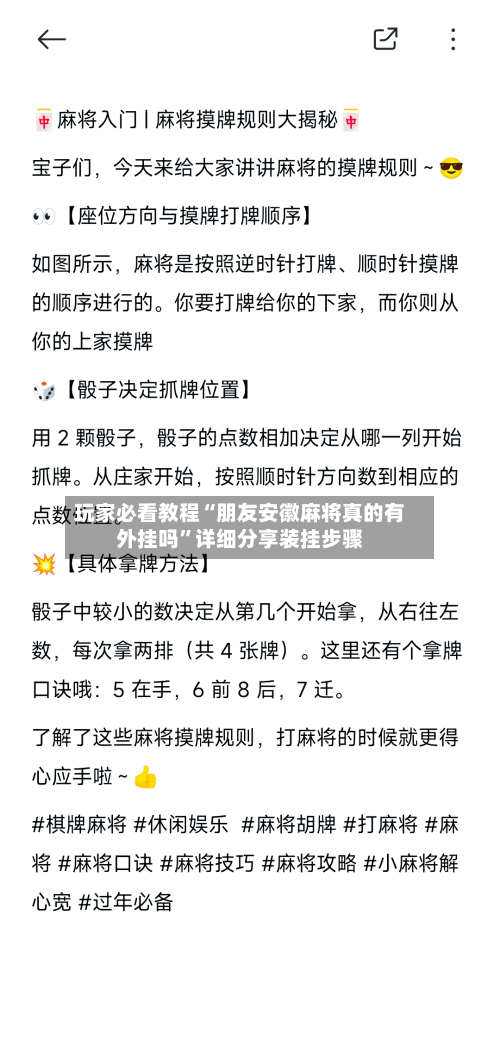 玩家必看教程“朋友安徽麻将真的有外挂吗”详细分享装挂步骤-第3张图片