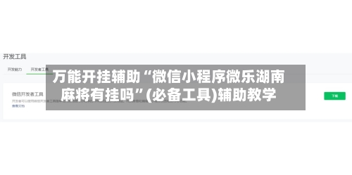 万能开挂辅助“微信小程序微乐湖南麻将有挂吗”(必备工具)辅助教学