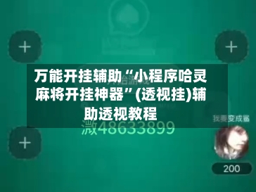 万能开挂辅助“小程序哈灵麻将开挂神器	”(透视挂)辅助透视教程-第2张图片