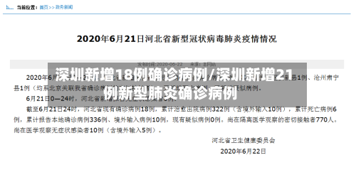 深圳新增18例确诊病例/深圳新增21例新型肺炎确诊病例