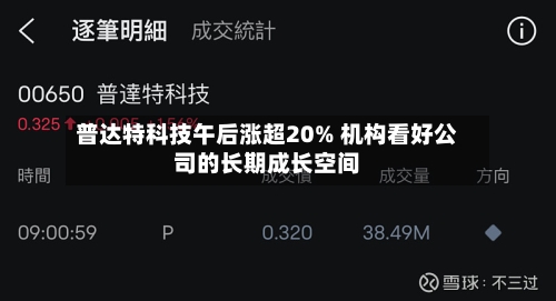 普达特科技午后涨超20% 机构看好公司的长期成长空间-第2张图片