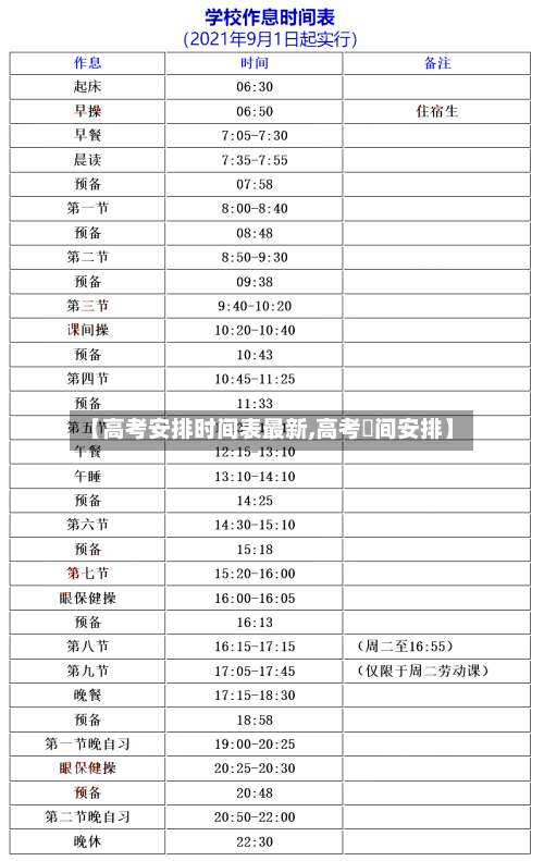 【高考安排时间表最新,高考吋间安排】