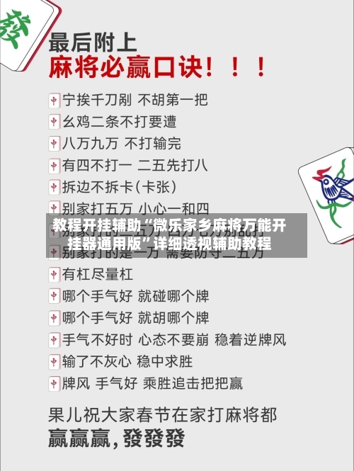 教程开挂辅助“微乐家乡麻将万能开挂器通用版”详细透视辅助教程-第3张图片