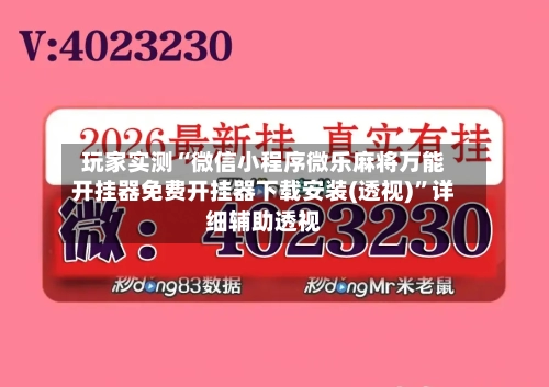 玩家实测“微信小程序微乐麻将万能开挂器免费开挂器下载安装(透视)”详细辅助透视