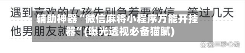 辅助神器“微信麻将小程序万能开挂器”(曝光透视必备猫腻)