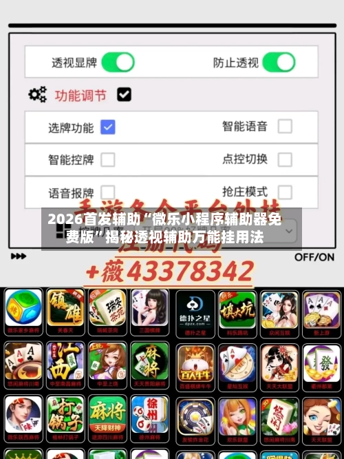 2026首发辅助“微乐小程序辅助器免费版”揭秘透视辅助万能挂用法
