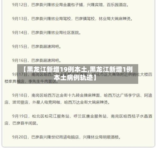 【黑龙江新增19例本土,黑龙江新增1例本土病例轨迹】