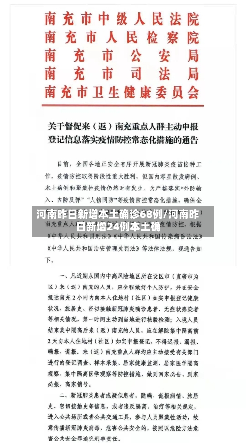河南昨日新增本土确诊68例/河南昨日新增24例本土确