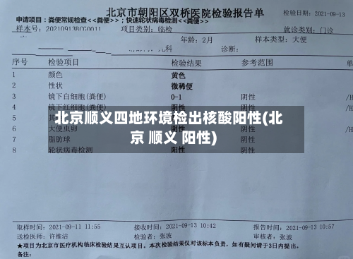 北京顺义四地环境检出核酸阳性(北京 顺义 阳性)