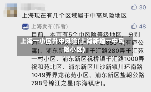 上海一小区升中风险(上海新增一中风险小区)