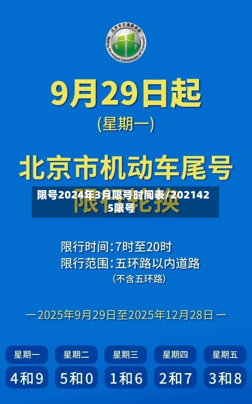 限号2024年3月限号时间表/2021425限号
